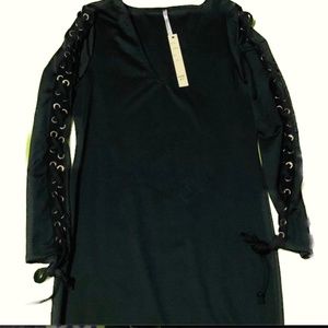 V-Neck Long sleeve Midi Lace up sleeve Dress XL